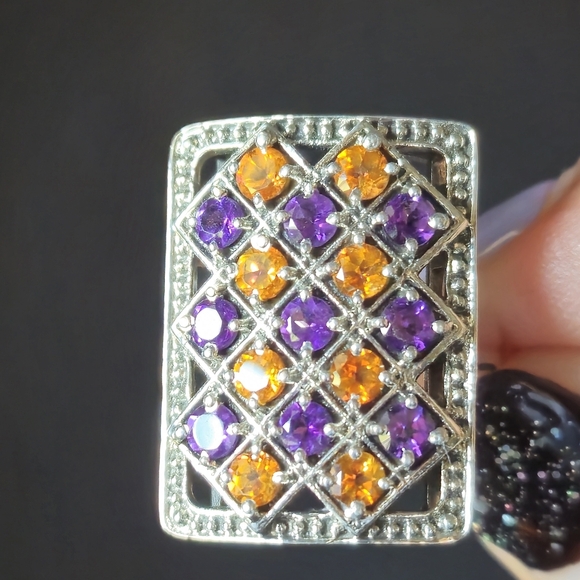 NICKY BUTLER 925 Sterling Silver Amethyst & Honey Topaz Designer Ring Size 7 NWT - Picture 16 of 16